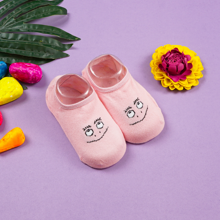 SUNSHINE BABY SOCKS BABY SMILY FACE PEACH M 3-6M