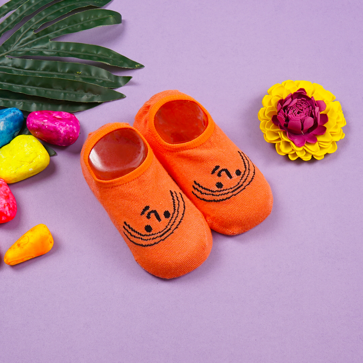 SUNSHINE BABY SOCKS BABY SMILY FACE ORANGE M 3-6M