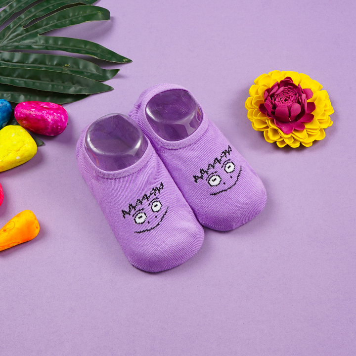 SUNSHINE BABY SOCKS BABY SMILY FACE PURPLE M 3-6M