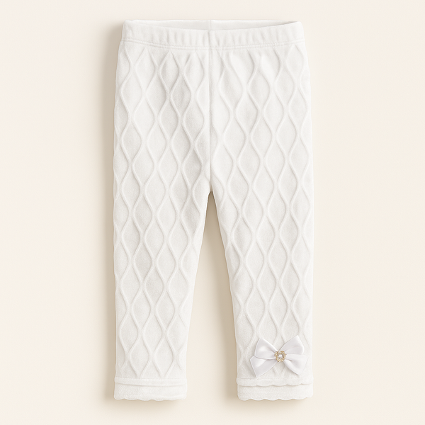 Kids Velvet Tights Bow White - Sunshine
