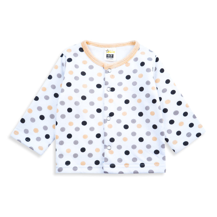 BABY SLEEPSUIT FLEECE GREY POLKADOTS - SUNSHINE(3-6 MONTHS)