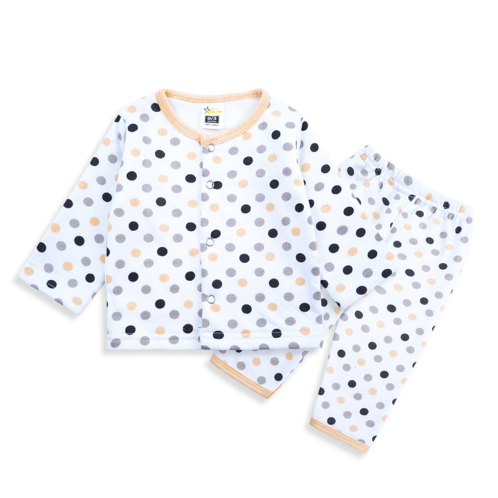 BABY SLEEPSUIT FLEECE GREY POLKADOTS - SUNSHINE(3-6 MONTHS)
