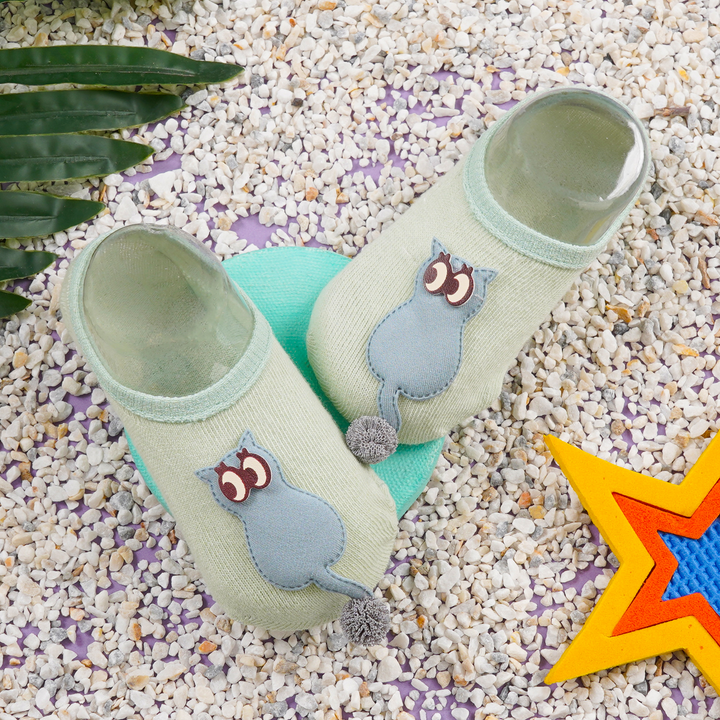 SUNSHINE BABY SOCKS BIG EYES CAT GREEN L 6-9M