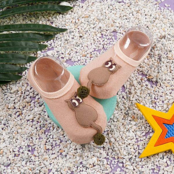 SUNSHINE BABY SOCKS BIG EYES CAT BROWN L 6-9M