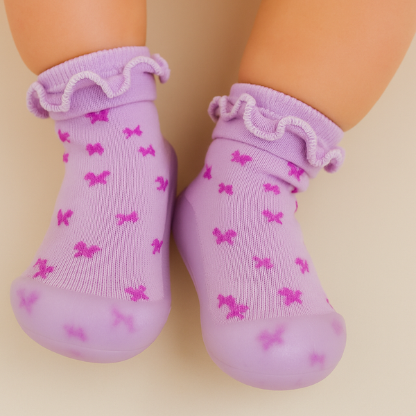 Baby Grip Socks Shoes Flower Purple - Sunshine
