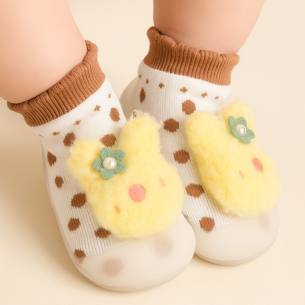 Baby Grip Socks Shoes Bunny White - Sunshine