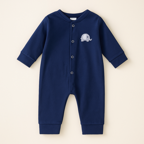 Baby Cotton Full Body Sleepsuit Elephant Navy Blue - Sunshine