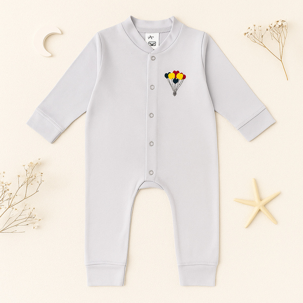 Baby Cotton Full Body Sleepsuit Hearts Grey - Sunshine