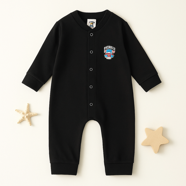 Baby Cotton Full Body Sleepsuit Superhero Black - Sunshine