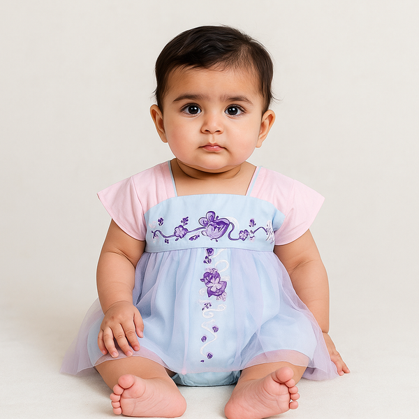 Baby Bodysuit Frock Pink & Purple - Sunshine