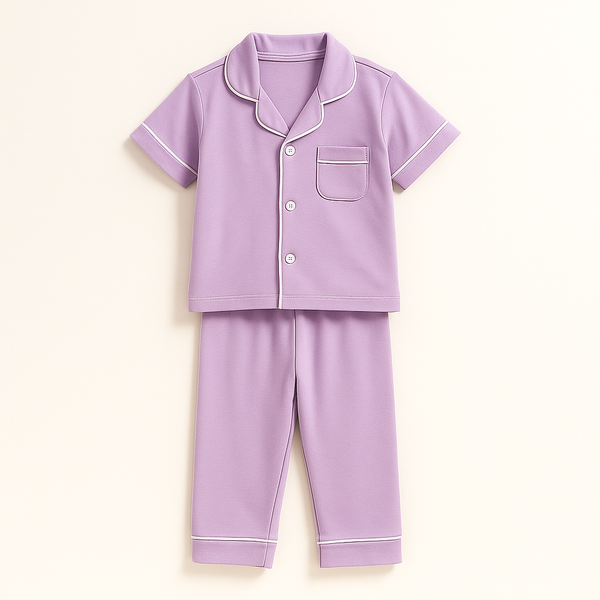 Girls Half-Sleeves Nightwear Pajama Set Purple - Sunshine