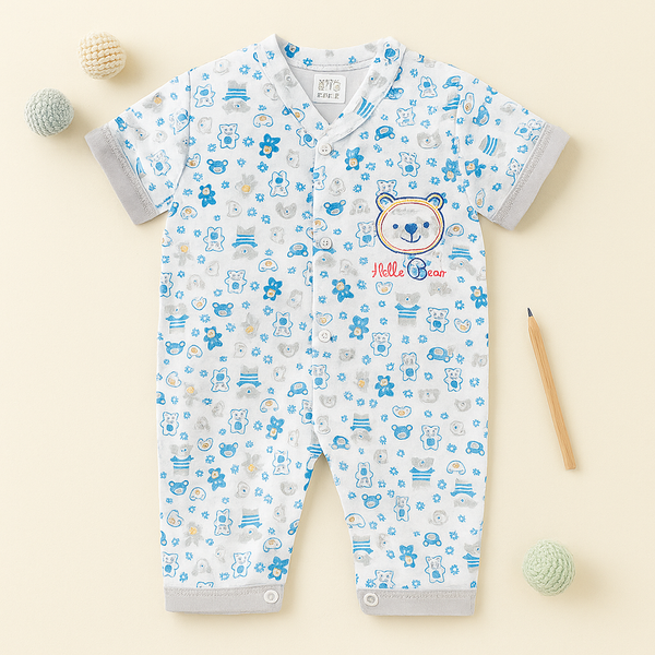 Baby Cotton Full Body Sleepsuit Bear Blue - Sunshine
