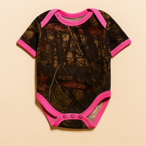 Baby Short Sleeves Bodysuit Camo Pink - Sunshine