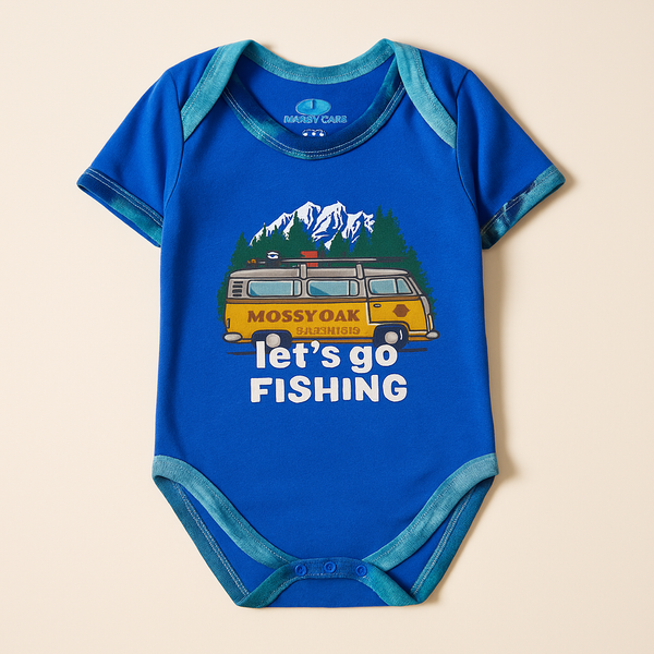 Baby Short Sleeves Bodysuit Fishing Blue - Sunshine