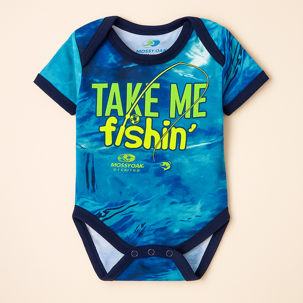 Baby Short Sleeves Bodysuit Fishing Navy Blue - Sunshine