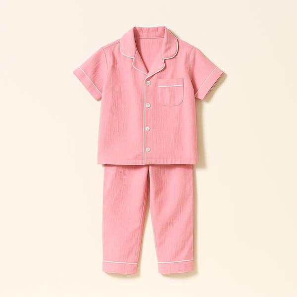 Girls Half-Sleeves Nightwear Pajama Set Pink - Sunshine