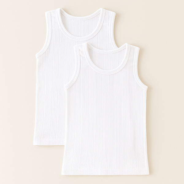 Baby Stretchable Vest Pack Of 2 White - Sunshine