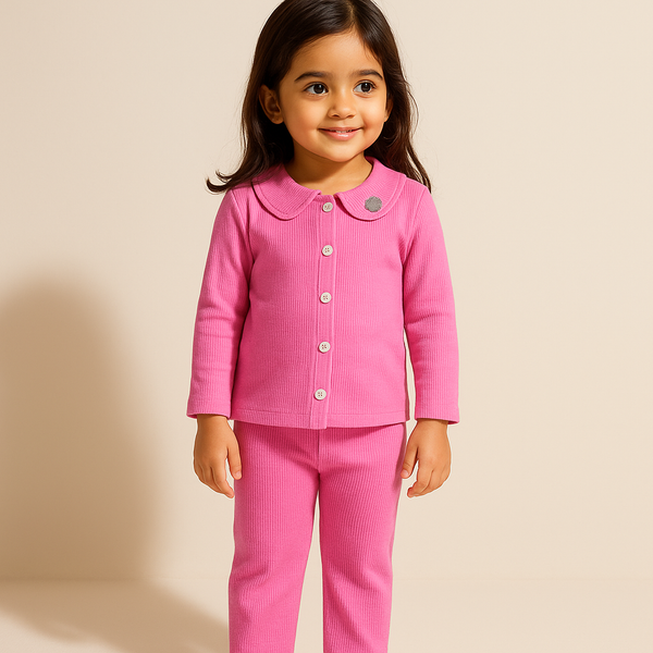 Girls Full-Sleeves Nightwear Pajama Set Pink - Sunshine