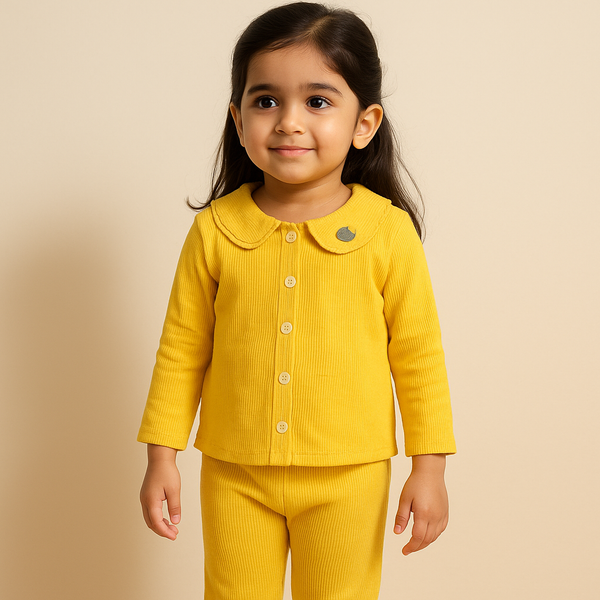 Girls Full-Sleeves Nightwear Pajama Set Yellow - Sunshine