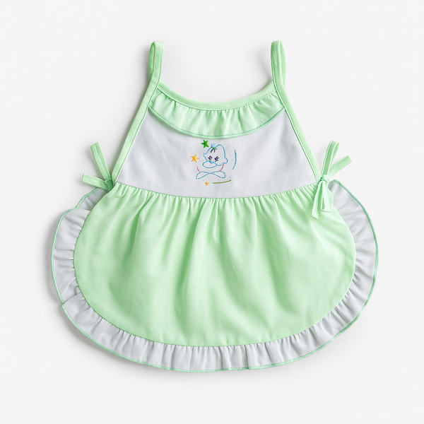 SUNSHINE BABY GIRL JABLA FROCK MULTI CHARACTER GREEN 0-3M