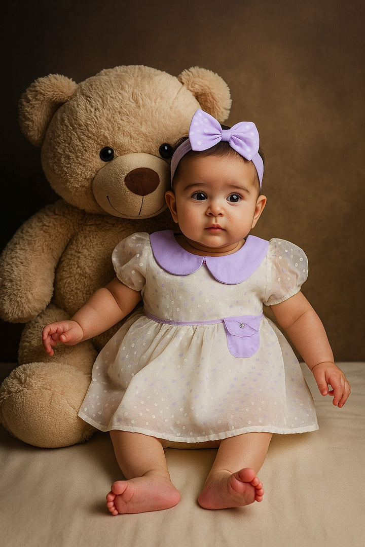 SUNSHINE GIRLS COTTON FROCK POLKADOT PURPLE XXL (4-5Y)