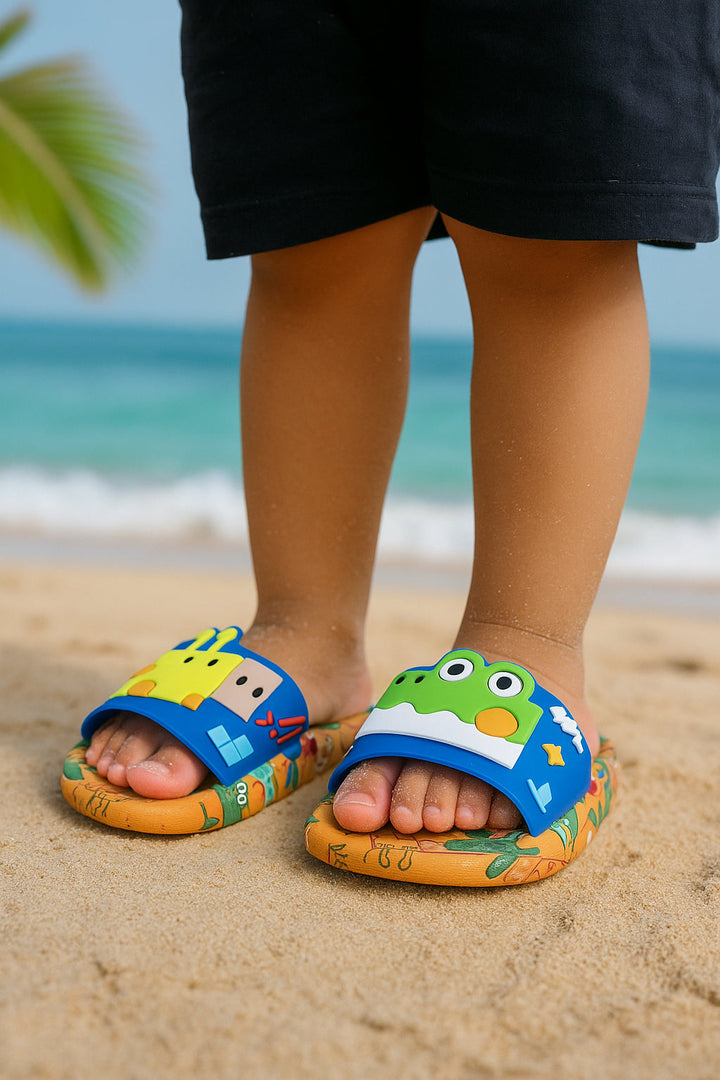 SUNSHINE KIDS SLIPPER CROCODILE ORANGE AND BLUE  NO 28-29 (6-7Y)