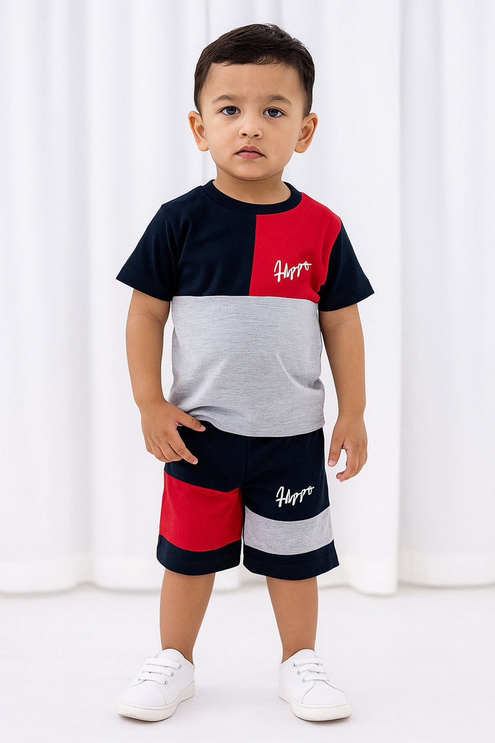 SUNSHINE KIDS SHORT & SHIRT RED & BLACK (4Y)