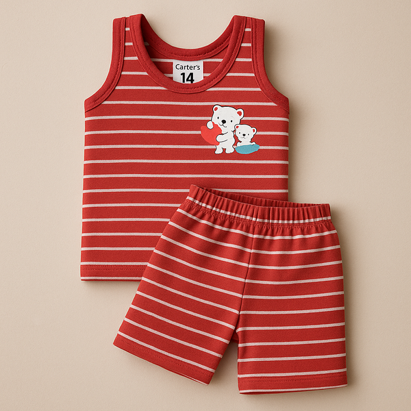 Baby Sandos & Short Set Stripes Red - Sunshine