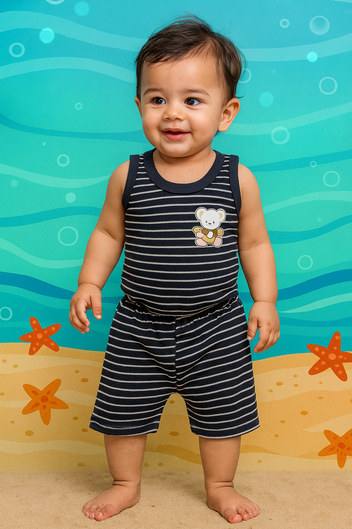 SUNSHINE BABY SANDOS SET NARROW STRIPES BLACK 18M