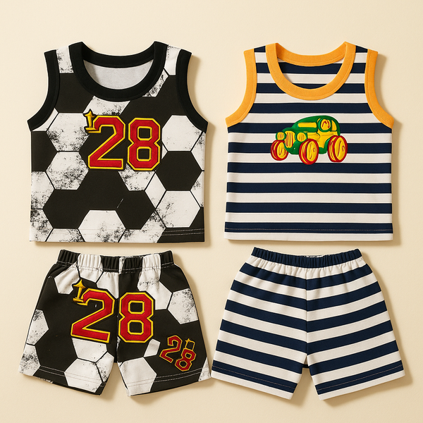 Baby Pack Of 2 Sandos & Short Set Black & White - Sunshine