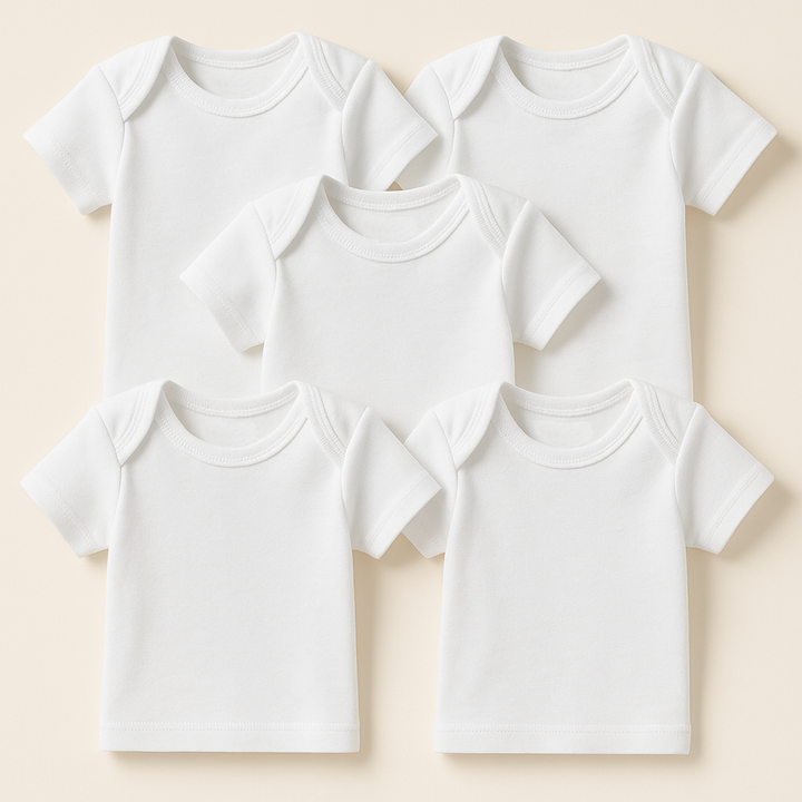 SUNSHINE BABY PACK OF 5 HS T SHIRTS WHITE (9-12M)