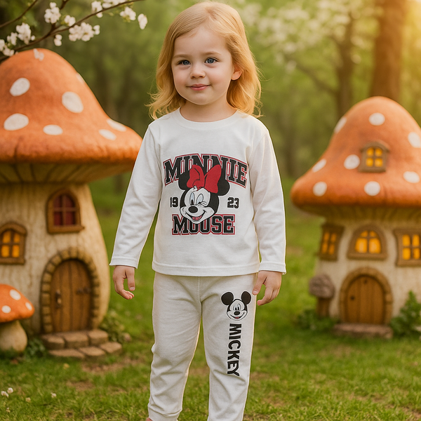 MINI CHARM KIDS PAJAMA SET MINNIE MOUSE WHITE 4Y