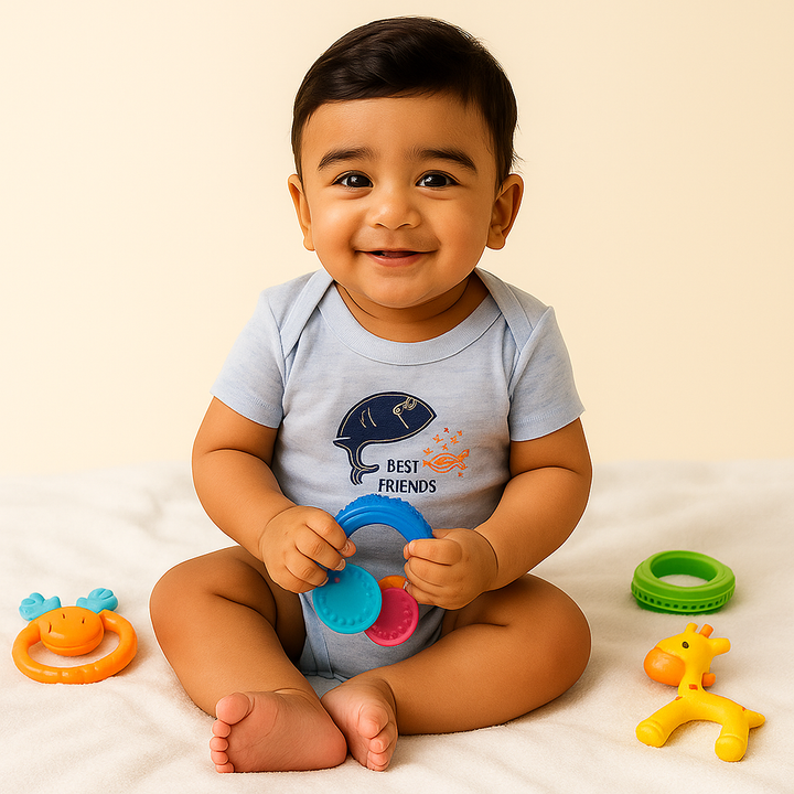 SUNSHINE BABY BODYSUIT MULTI DESIGN AND MULTI CHARACTER BLUE 9-12M