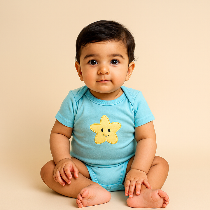 SUNSHINE BABY BODYSUIT MULTI DESIGN AND MULTI CHARACTER SKY BLUE 9-12M