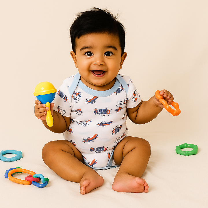 SUNSHINE BABY BODYSUIT MULTI DESIGN AND MULTI CHARACTER WHITE 9-12M