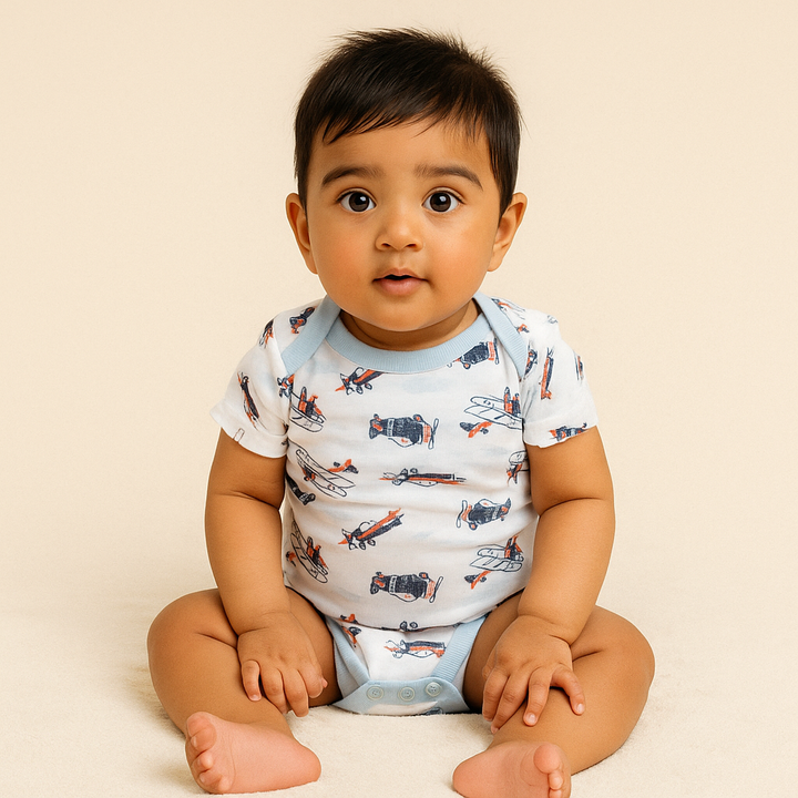 SUNSHINE BABY BODYSUIT MULTI DESIGN AND MULTI CHARACTER WHITE 9-12M