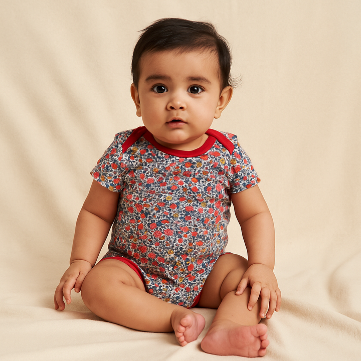 SUNSHINE BABY BODYSUIT MULTI DESIGN AND MULTI CHARACTER RED 18-24M