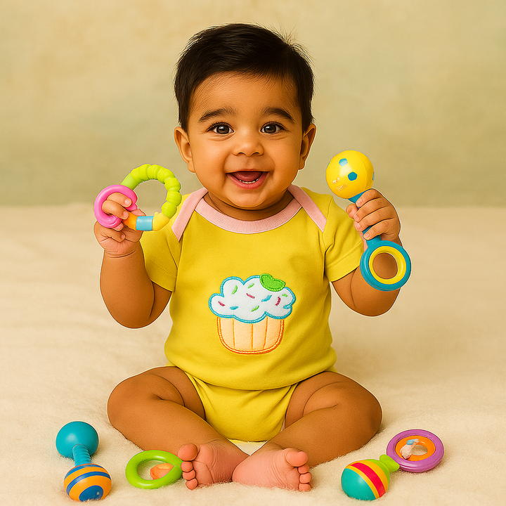 SUNSHINE BABY BODYSUIT MULTI DESIGN AND MULTI CHARACTER YELLOW 3-6M