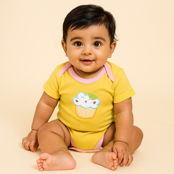 SUNSHINE BABY BODYSUIT MULTI DESIGN AND MULTI CHARACTER YELLOW 3-6M