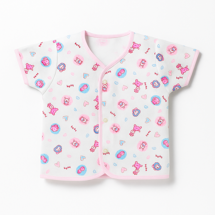 SUNSHINE BABY COTTON JHABLA T-SHIRT MULTI CHARACTER PINK (NB)