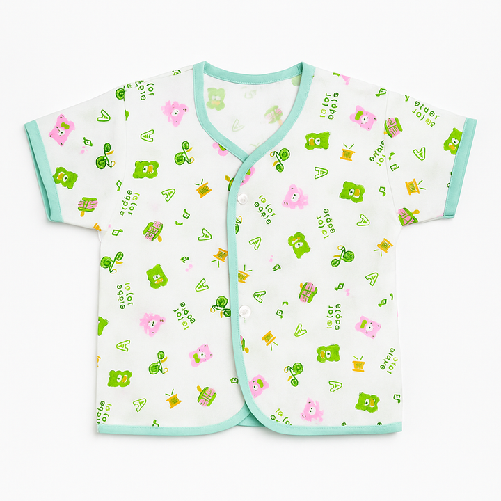 SUNSHINE BABY COTTON JHABLA T-SHIRT MULTI CHARACTER SEA GREEN (NB)