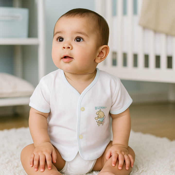 SUNSHINE BABY COTTON JHABLA T-SHIRT MULTI CHARACTER PLAIN PINK (NB)