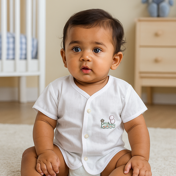 SUNSHINE BABY COTTON JHABLA T-SHIRT MULTI CHARACTER PLAIN BLUE (NB)