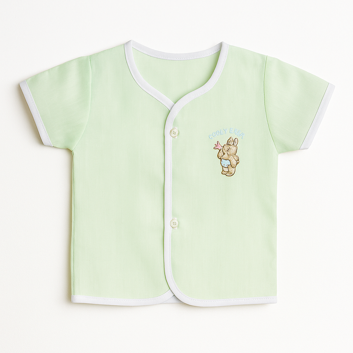 SUNSHINE BABY COTTON JHABLA T-SHIRT MULTI CHARACTER PLAIN GREEN (NB))