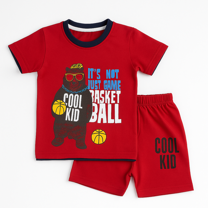 SUNSHINE KIDS SHORT & SHIRT COOL KID RED 18 (4Y)