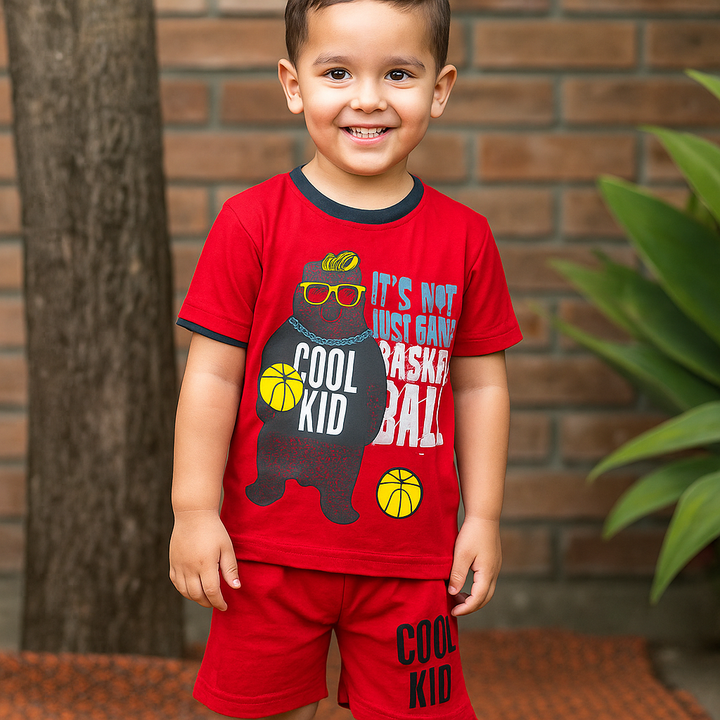 SUNSHINE KIDS SHORT & SHIRT COOL KID RED 18 (4Y)