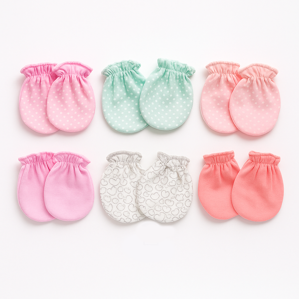 SUNSHINE BABY 6 PCS MITTONS SET SOLID MULTI COLOURS
