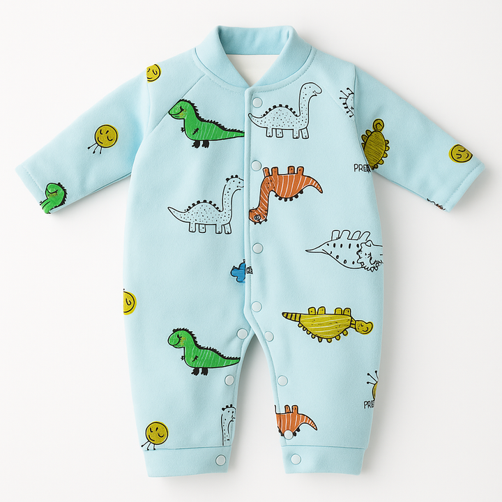 SUNSHINE BABY ROMPER FLEECE FS MULTI DINO BLUE (NB)