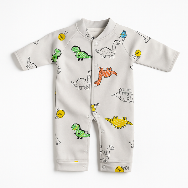 SUNSHINE BABY ROMPER FLEECE FS MULTI DINO GREY (NB)