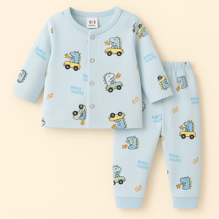 SUNSHINE BABY WINTER SLEEPSUIT DINOSAURS BLUE3-6M